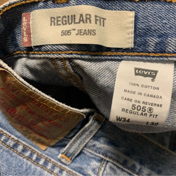 Levi's 505 straight leg jeans men's size 34 x 32 light denim was 100% cotton - Picture 4 of 6